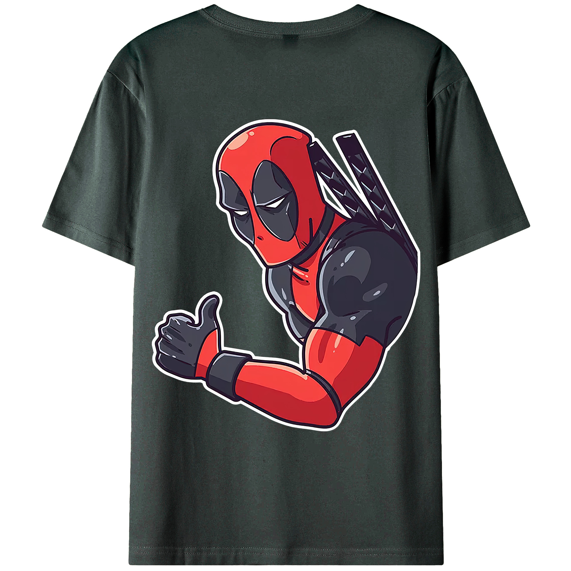 （画像用） Deadpool デッドプール 綿100％ メンズ半袖Tシャツ（バックプリント） 通気性